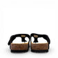 Viking Laguna glitzy rainbow thong sandal with a cork footbed and adjustable buckle strap.
photo of the back side