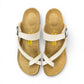 Viking Tampa white leather wedge sandals with a cork sole and adjustable buckle strap.
photo of the top side