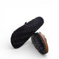 Viking Banff three-strap sandal in black paisley print with cork midsole and adjustable buckles.
photo of the bottom side