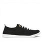 Vionic Venice Pismo black eco-conscious cotton canvas slip-on sneaker with white laces and TPR outsole.
photo of the right side