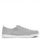 Vionic Venice Pismo light grey vegan cotton canvas slip-on sneaker with stretch laces and white sole.
photo of the right side