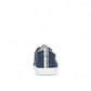 Vionic Venice Pismo navy blue cotton canvas slip-on sneaker with frayed edges and white sole.
photo of the back side