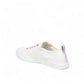 Vionic Venice Pismo white vegan cotton canvas slip-on sneaker with rose gold eyelets.
photo of the back side