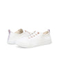 Vionic Venice Pismo white vegan cotton canvas slip-on sneaker with rose gold eyelets.
photo of the front side