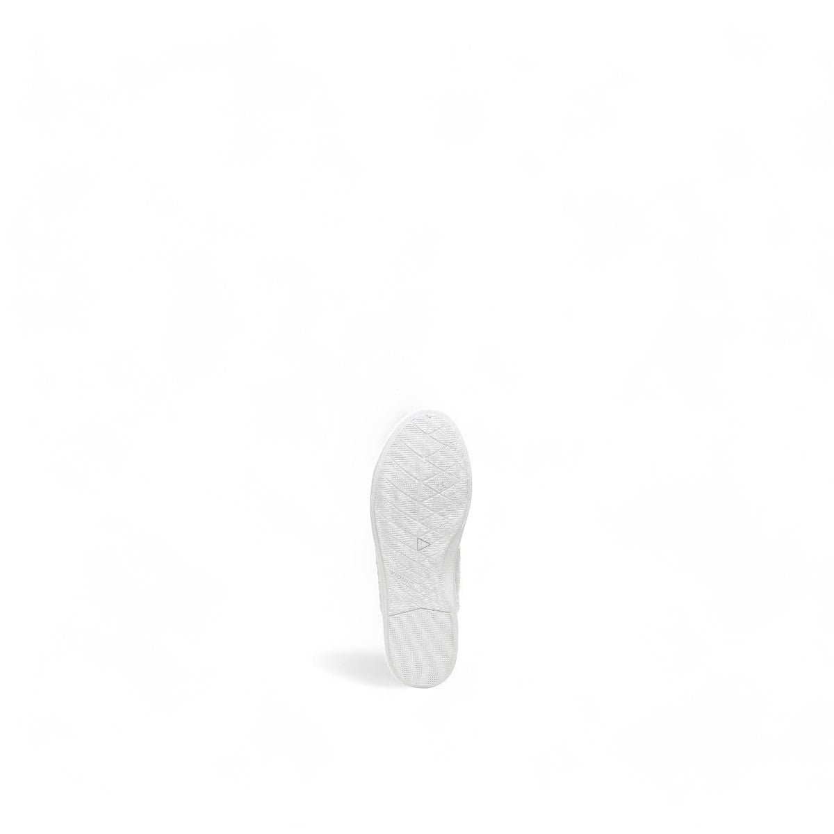 Vionic Venice Pismo white vegan cotton canvas slip-on sneaker with rose gold eyelets.
photo of the bottom side