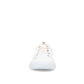 Vionic Venice Pismo white vegan cotton canvas slip-on sneaker with rose gold eyelets.
photo of the front side