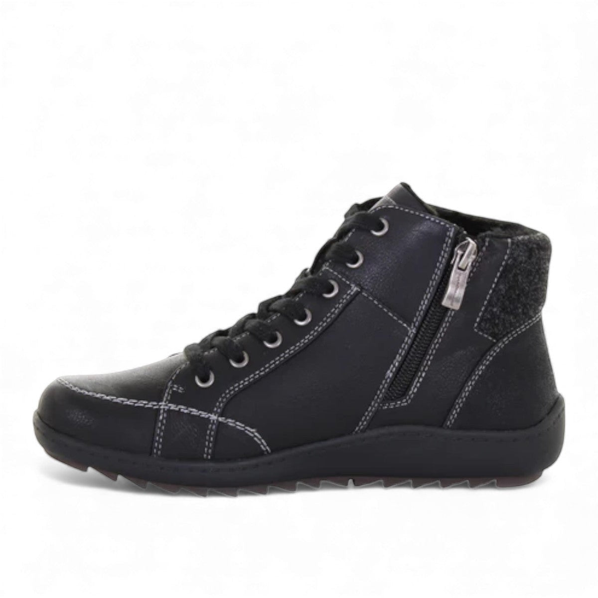 Wanderlust Billie waterproof black vegan ankle boots with side zipper and warm lining