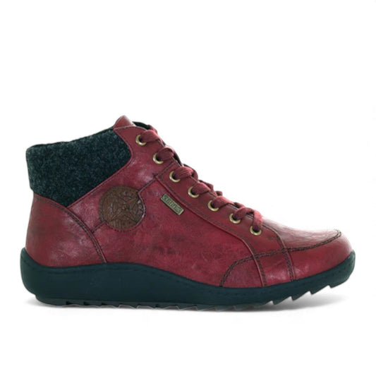 Wanderlust Billie waterproof burgundy vegan ankle boot with side zipper and warm lining