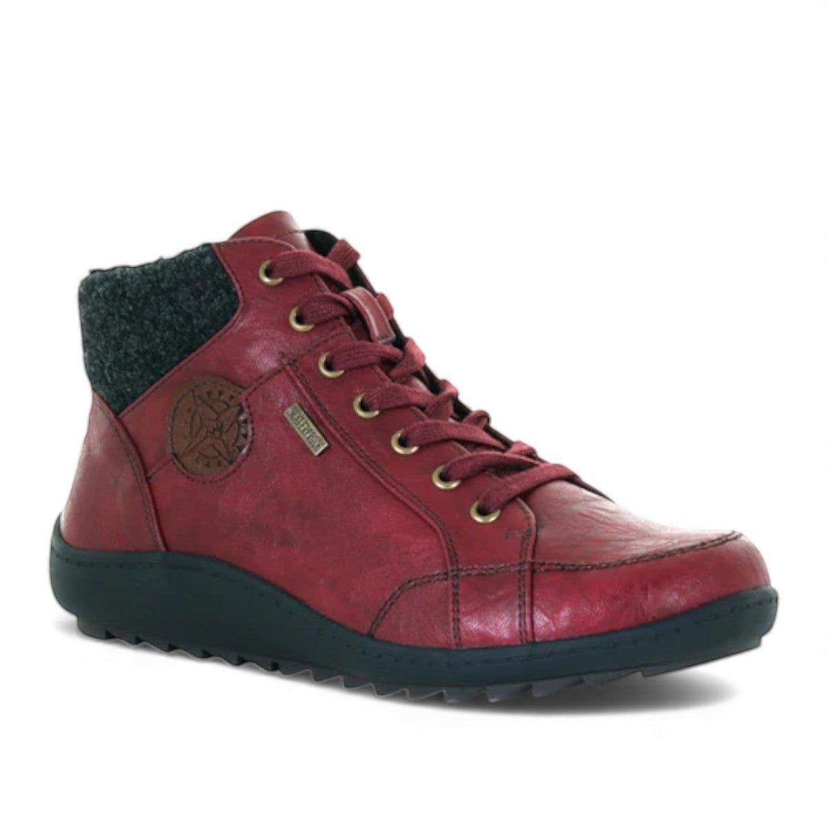 Wanderlust Billie waterproof burgundy vegan ankle boot with side zipper and warm lining