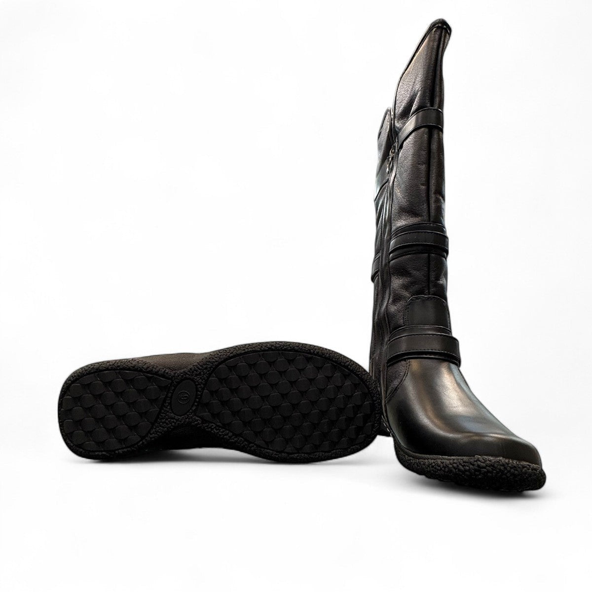 Wanderlust Gabrielle 2 black waterproof tall winter boots with buckle straps and plush lining