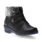 Wanderlust Perth black waterproof winter boot with plush faux fur collar and velcro strap