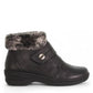 Wanderlust Perth black waterproof winter boot with plush faux fur collar and velcro strap
