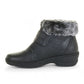 Wanderlust Perth black waterproof winter boot with plush faux fur collar and velcro strap