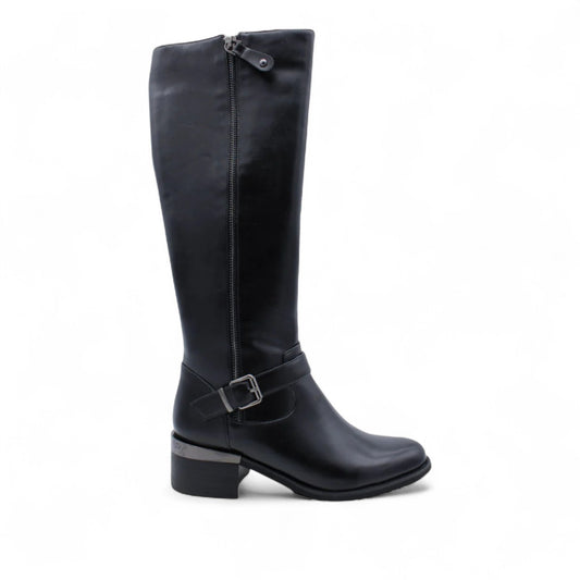 STEFANIA  F7002  SIDE ZIP HIGH BOOTS BLACK