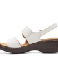 Clarks Merliah Opal white leather wedge sandals with adjustable straps and cushioned insole. left view.