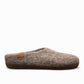 wool by green Makalu grey wool slippers with a brown EnergySole insole and artisan-signed leather tag side view