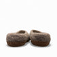 wool by green Makalu grey wool slippers with a brown EnergySole insole and artisan-signed leather tag side view