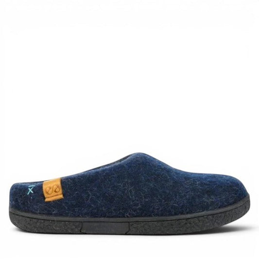 wool by green Tibet blue handcrafted pure wool slip-on slippers with durable EnergySole rubber sole