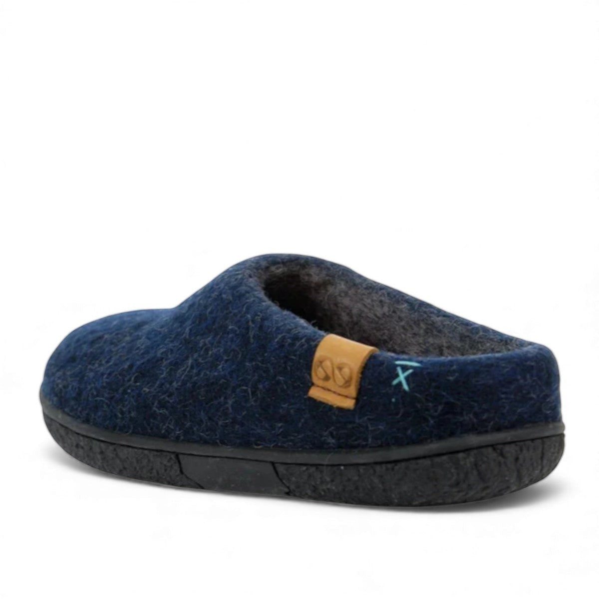 wool by green Tibet blue handcrafted pure wool slip-on slippers with durable EnergySole rubber sole