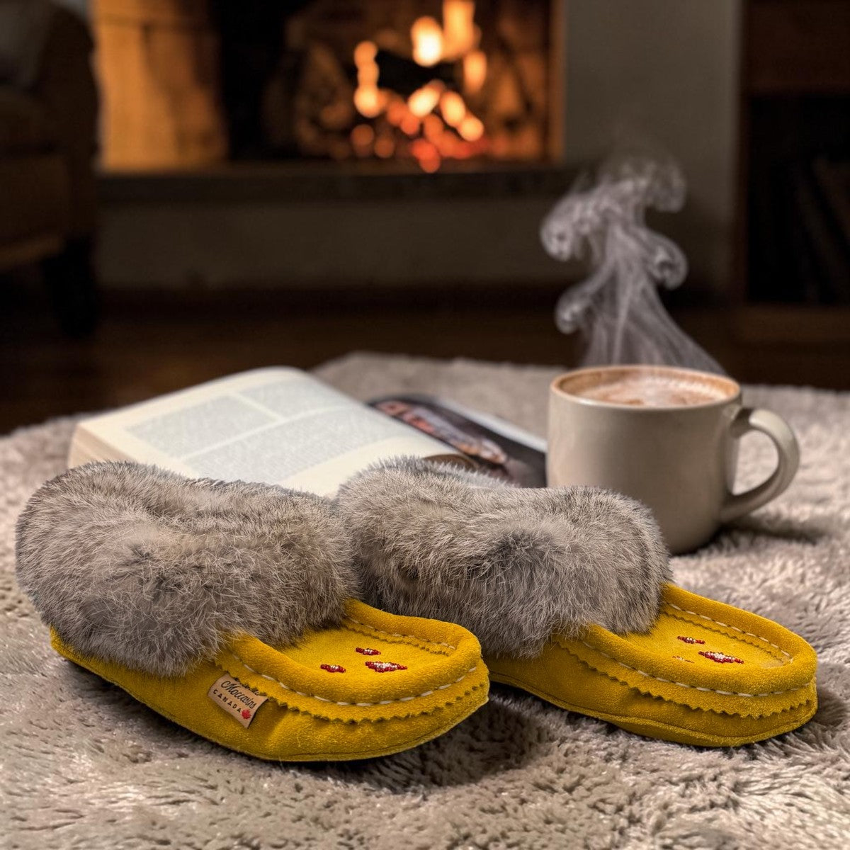 ALBERTA SUEDE MOCCASINS - YELLOW