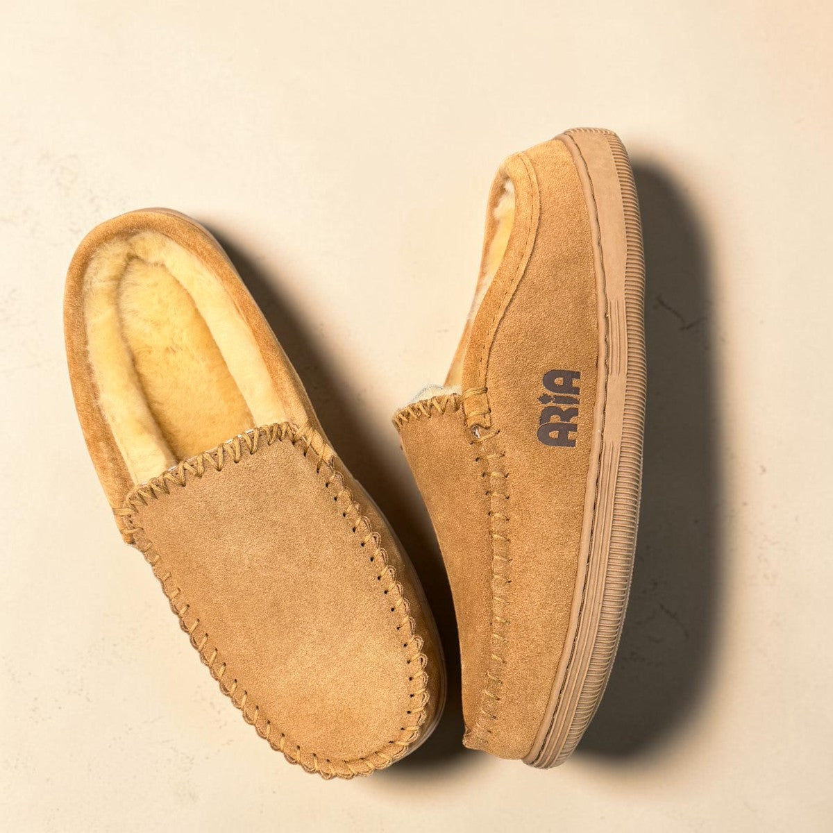 ARIA LAVASAN MOCCASIN SLIPPERS - TAN