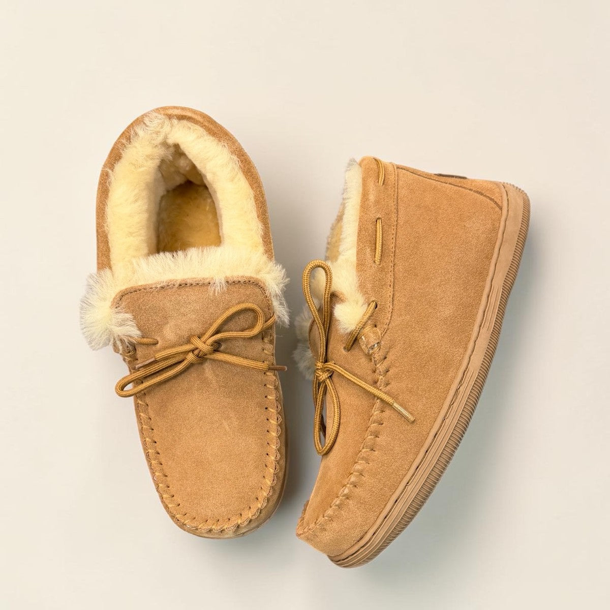 ARIA SAVEH MOCCASIN SLIPPERS - TAN