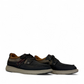 XL EVER LIFE MIAD casual shoe in tan and dark blue leather with a thick beige rubber sole. Photo of side views.