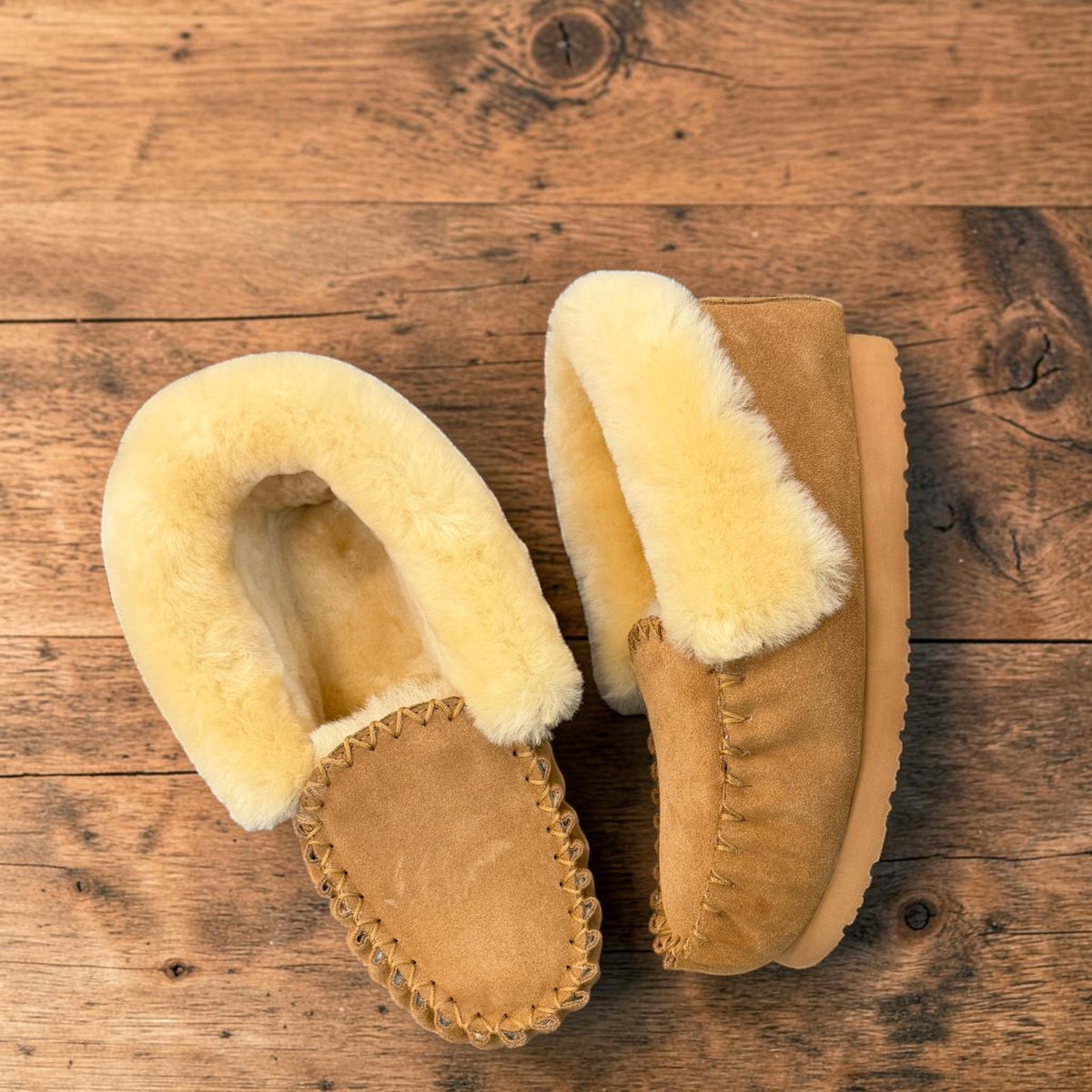 ARIA ELNAZ MOCCASIN SLIPPERS - TAN