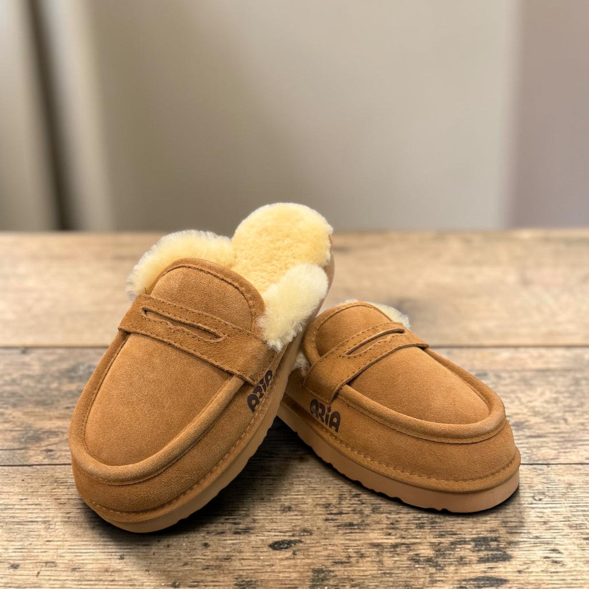 ARIA KAVIR MOCCASIN SLIPPERS - TAN