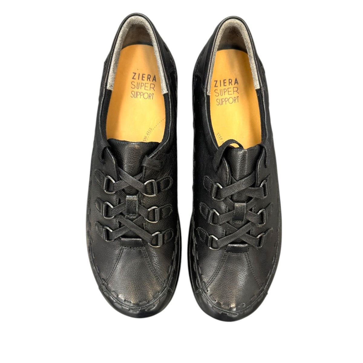 Ziera Allsorts black leather orthopedic shoes with extra-wide fit and supportive molded sole.
photo of the top side