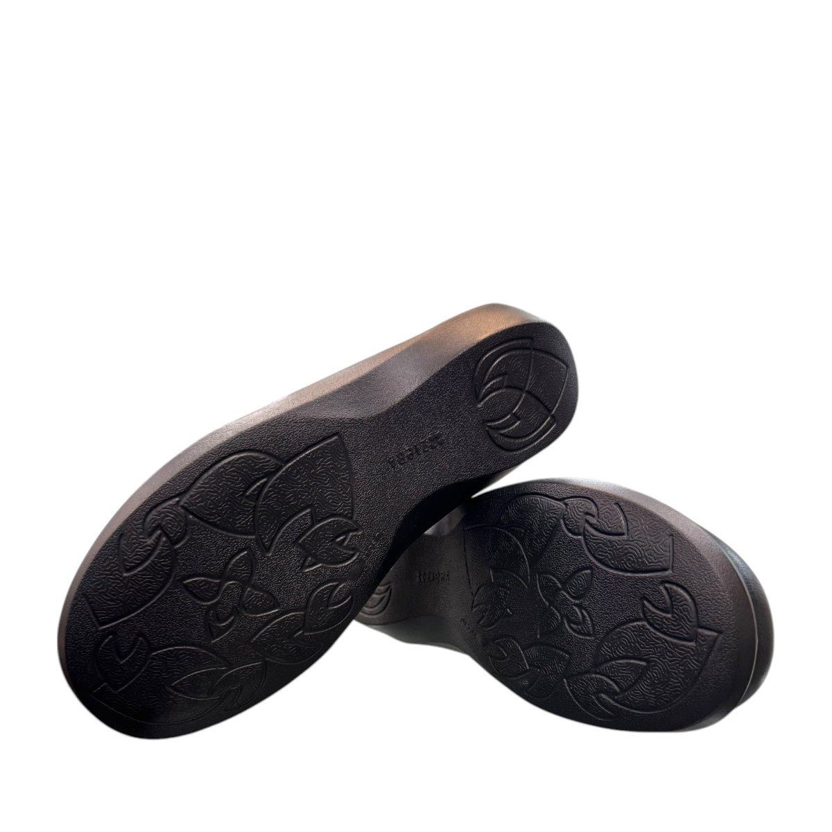 Ziera Gummibear black leather Mary Jane flats with arch support and adjustable strap.
photo of the bottom side